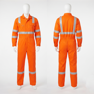 Combinaison de travail industrielle en sergé de coton blanc 240 GSM, vêtements de travail réfléchissants certifiés CE, imperméable, sergé de coton poly 245 GSM de qualité supérieure pour hommes - Product Image 3