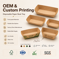 Bandeja de Papel Desechable con Diseño Kraft y Borde Plegado, Personalizable con Logotipo, para Servir Papas Fritas