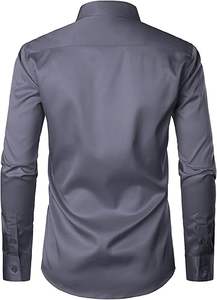 ชุดเดรสทางการแขนยาวสำหรับผู้ชายชุดเดรสสำหรับใส่ไปทำงานเสื้อผ้าฝ้าย100% ใส่สบาย - Product Image 4