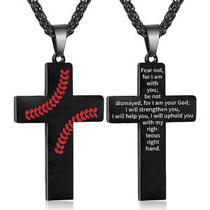 Collier pendentif tendance en acier inoxydable 316L personnalisé, bijoux fins, collier croix baseball pour homme et femme - Product Image 5