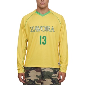 Contrast Stitch Top Soccer Jersey Long Sleeve <b>Athletic</b> Top Lightweight Training Uniform Custom American Football Jersey OEM/ODM - Product Image 1