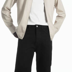 Usine personnalisée pour hommes nouveau style de jean noir clair pantalon droit slim décontracté pantalons longs tissu en toile léger - Product Image 3