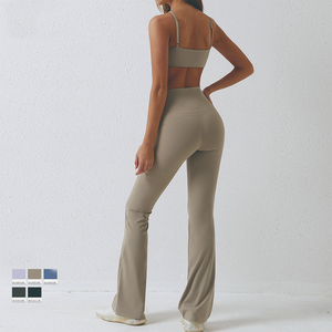 Conjunto de 2 Piezas de Ropa Deportiva para Mujer, Color Sólido, para Gimnasio, Fitness, Ejercicio, Yoga, con Cintura Elástica, Venta al Por Mayor OEM - Product Image 2