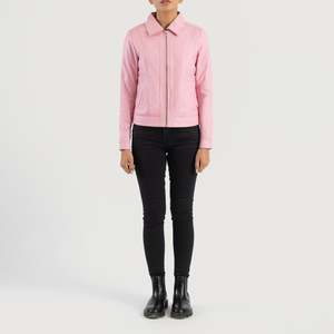 Vixen Girls' <b>Pink</b> Classic Collar Leather <b>Jacket</b> Sheep Fur Outerwear for All Seasons-Summer Winter Spring Autumn Polyester Short - Product Image 3