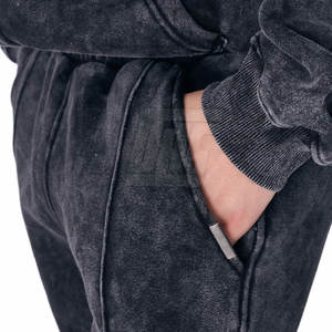 Conjunto Deportivo Holgado para Hombre con Lavado Ácido, Estilo Urbano, con Sudadera con Capucha y Pantalones Deportivos para Uso Casual - Product Image 3