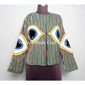 Chaqueta Corta Informal de Terciopelo Bordado Suzani, Chaqueta Dulce para Mujer, Transpirable, Hecha a Mano, Artesanal, de Algodón Personalizado, Aspecto Elegante - Product Image 1