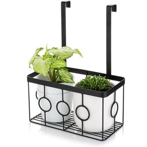 Panier de jardinière de Rail suspendu en métal noir extérieur balcon intérieur garde-corps support de boîte à fleurs pour plante en pot herbe jardin décoratif - Product Image 1