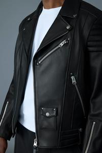 LeatherTex <b>Men's</b> Premium <b>Black</b> Genuine Cowhide Leather Motorcycle Biker Jacket - Slim Fit Custom Design - Product Image 5