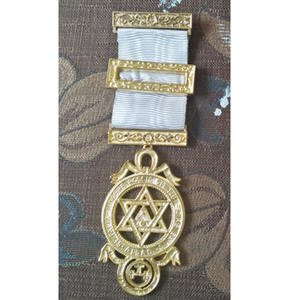 Mandil Masónico con Niveles Metálicos Dorados, Accesorios para Mandil Masónico, Cadenas para Mandil Masónico Plateadas, Pieza de Joyería Masónica - Product Image 6