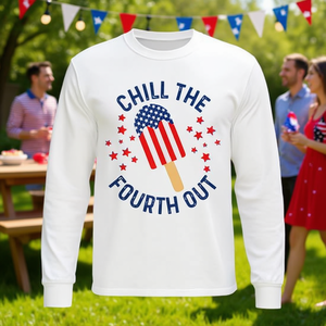 T-shirt a maniche lunghe con bandiera americana Patriotic Popsicle, design del quattro luglio - Product Image 3