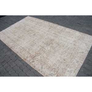 Tapis turc vintage, grand tapis de 5,4 x 9,1 pi (165 x 278 cm), tapis en laine blanc patchwork - Product Image 2