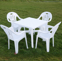 Tables et chaises de jardin en plastique pas chères pour l'extérieur, ensemble de table à manger en plastique pour restaurant en plein air