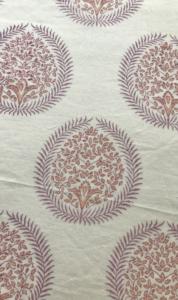 Hand Block Printed Cotton Fabric Traditional Indian Tree Buti Circle Print in <b>Blush</b> & Mauve Tones - Product Image 4