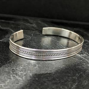 Handmade 925 Sterling <b>Silver</b> Patterned <b>Cuff</b> <b>Bracelet</b> Adjustable Men's Fashion Accessory Christmas Day Gift - Product Image 4