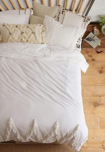 Juego de funda nórdica con borlas Bohemias de algodón 100% con patrón sólido blanco para ropa de cama de boda estilo de granja para uso en el hogar, Hotel, Hospital - Product Image 3