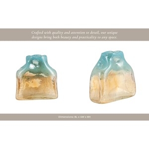 Beautiful Blue And Gold <b>Glass</b> Vase Perfect For Bedroom Side Table And Contemporary Interior Styling Handcrafted From India - Product Image 2