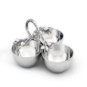 Ensembles de bols de service élégants pour la maison, couleur argent, design moderne, plat martelé en aluminium, bols de service de forme ronde - Product Image 2