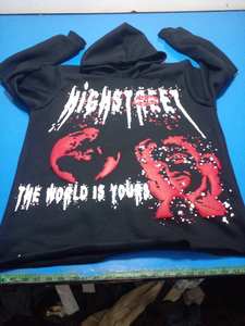 Sweat à capuche en polaire solide délavé à l'acide avec écran personnalisé hommes femmes 400 GSM coupe régulière séchage rapide fermeture à glissière écologique côtelé été - Product Image 4