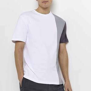 Camiseta de diseño con estampado de bloques de 3 colores para hombre y mujer de alta calidad con tu propia marca, Camiseta con estampado de etiquetas de cuello - Product Image 3