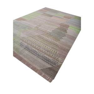 Tapis Manchaha en laine et soie de bambou noués à la main, 10 mm, rectangulaires, motif abstrait patchwork, technique artisanale pour la maison et les couloirs - Les-2308 - Product Image 2