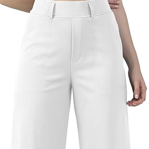 Pantalons de travail de bureau à jambes larges et droites pour femmes, à enfiler, décontractés et professionnels, avec poches, vente en gros - Product Image 1