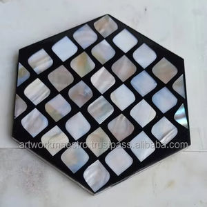 Sous-verre en nacre indienne fait main de qualité supérieure, incrusté de coquillages, pour la vente au détail, l'hôtellerie et les designers, fabriqué en INDE - Product Image 1