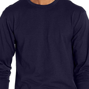 Camiseta de gimnasio de gran tamaño para hombre, camiseta personalizable de manga larga de Color sólido, camiseta en blanco personalizable, 100% de algodón, cuello redondo de talla grande, nuevo - Product Image 4