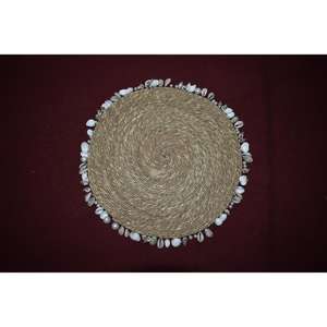 Nouveau design, dessous de plat rond en coton fait main, vente à l'exportation, en jonc de mer avec coquillages cauris, dessous de plat provenant d'un exportateur indien - Product Image 3