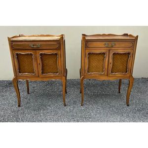 โต๊ะข้างเตียงไม้มะฮอกกานีสไตล์ฝรั่งเศสหรูหราสำหรับงานแกะสลักทำมือห้องนอนลายตารางละเอียด - Product Image 3