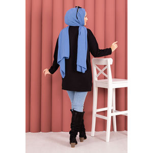 Túnica Hijab Oysho Modest Formal/Casual Negra de Punto, Chifón y Algodón con Detalle de Lazo, Adornos de Piedras, Decoración Estampada y Bordado - Product Image 4