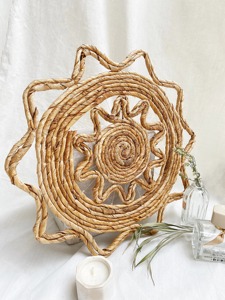 Napperon en forme d'étoile en jacinthe d'eau tissée Produits écologiques Fabriqués au Vietnam Décoration de table Napperon tissé en gros - Product Image 4