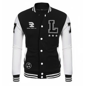 Chaqueta Varsity de lana para hombre, chaqueta Varsity de cuello redondo con botones, chaquetas Varsity de béisbol de invierno para hombre - Product Image 1