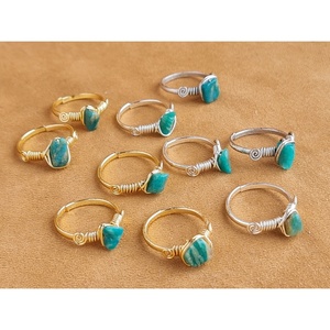 Trendy Fashion <b>Rings</b> with Gold and Silver Plating Natural Stone Inlay for Resale Appeal - Product Image 2
