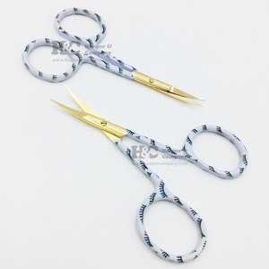 Ciseaux de beauté durables en acier inoxydable, impression de papier de cils, coupe-sourcils de cils droits incurvés, ongles pointus, vente en gros - Product Image 5