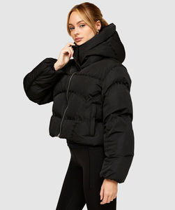 Logo personnalisé OEM femmes Crop Puffer veste confortable pleine fermeture éclair à capuche détachable bulle veste respirant hiver doudoune pour les femmes - Product Image 3