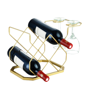 Estante de vino de encimera moderno de alta calidad, estantes de mesa de exhibición de Metal completamente dorado para almacenamiento de soporte de botella de muebles para el hogar - Product Image 6