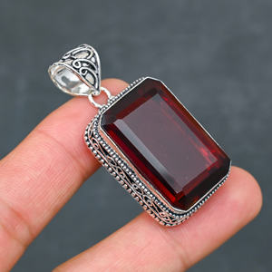 925 Silver Luxury <b>Statement</b> Garnet <b>Necklace</b> - Product Image 2