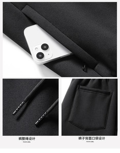 Survêtement hommes ensembles polaire épais à capuche marque décontracté survêtements hommes ensembles veste + pantalon chaud fourrure hiver sweat - Product Image 4