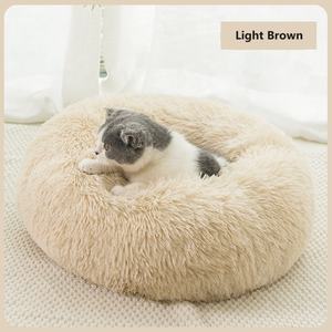 Großhandel modernes ultramockes Haustierbett Luxusplüsch rosa grau weiß Haustierkissen rundes Katzen-/Hundebett - Product Image 6