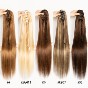 Extensions de cheveux humains <span class=keywords><strong>en</strong></span> queue de cheval à cordon de serrage, 100% cheveux naturels, couleur personnalisée <span class=keywords><strong>en</strong></span> gros - Product Image 3