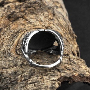 yunnique Men's Retro Viking Raven Compass <b>Ring</b> Dominating <b>Titanium</b> Steel Stainless Steel Fine Jewelry <b>Ring</b> - Product Image 3