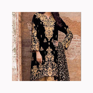 Maroon Glory Silk Salwar Kameez con bordado de hilo pesado con lentejuelas traje de boda de trabajo traje de Salwar confeccionado pakistaní - Product Image 6