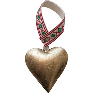 Festival Decorative Christmas Metal Heart Ornaments With Antique Finished Wall Decorative Heart Shape Ornamental Item For Sale