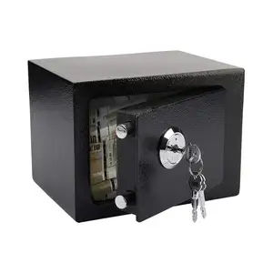 Steel Mechanical Home Safety Box with Key Lock Small Durable Hard Safe for Money Cash Deposit Jewelry File