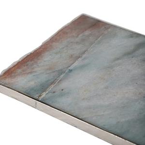 Plateau de service rectangle Offre Spéciale pierre d'agate naturelle avec verre poli plaqué argent pour artisanat décoratif - Product Image 3