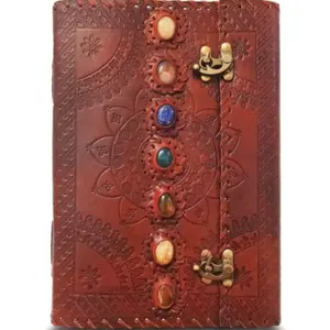 DIE EMBODIED TALES: Ein glänzendes 7 Stone Chakra geprägtes hand gefertigtes Leder journal | Nachfüll bares Vintage Leder Daily Diary Notebook