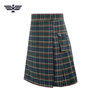 Kilts Escoceses Tradicionales con Patrón Sólido, Estilo Unisex, Algodón de Alta Calidad, Color Personalizado, Contraste de Color, Plisado