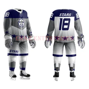 Sublimation druck Eishockey trägt Uniform Kit Stoff benutzer definierte Eis rohling Sport Full Hockey Training Training Trikot Shell Shorts