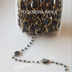 Conector de piedras preciosas de espinela negra Natural, conjunto de bisel de forma Irregular de Plata de Ley 925, cadena hecha a mano, hallazgos de joyería, mayorista - Product Image 1