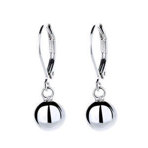Orecchini Pendenti in Argento Sterling a Forma di Sfera con Design a Goccia e Pendente - Product Image 1